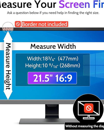 Peslv Computer Privacy Screen 21.5 Inch for 16:9 Widescreen Monitor, Removable 21.5inch Anti Blue Light Anti Glare Monitor Privacy Filter Shield (18 3/4" x 10 9/16")