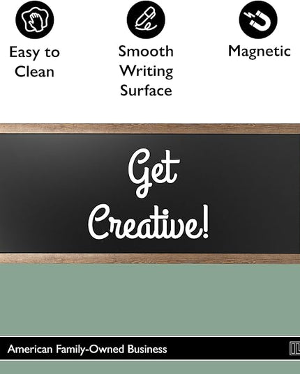 Ilyapa Extra Large Black Magnet Board for Wall - 58 x 25 Inch Wood Wall Hanging Menu for Restaurant, Food Truck, Kitchen or First Day, Barnwood Color