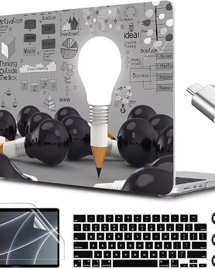 CISSOOK Creative Bulb Hard Shell Case for MacBook Air 13.6 inch M3 A3113 A2681 M2 2025 2024 2022 Release, Plastic Hard Shell Cover with Keyboard Cover for MacBook Air 13.6 M2 M3 2022-2025