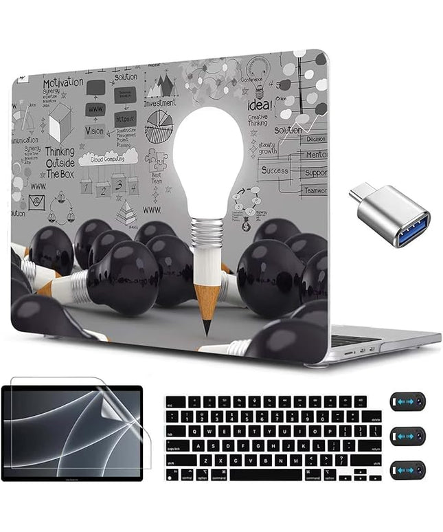 CISSOOK Creative Bulb Hard Shell Case for MacBook Air 13.6 inch M3 A3113 A2681 M2 2025 2024 2022 Release, Plastic Hard Shell Cover with Keyboard Cover for MacBook Air 13.6 M2 M3 2022-2025