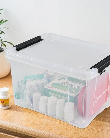 4 Pack 23 L Plastic Storage Bins with Wheels, Clear Storage Latch Box with Lids