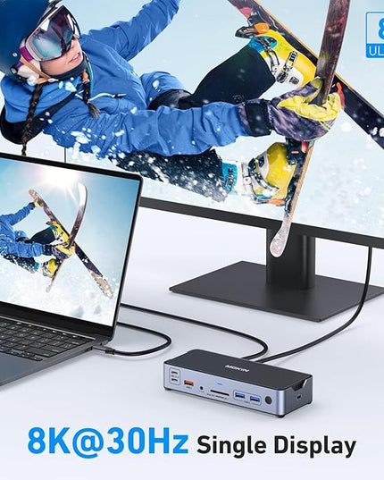 8K USB C Laptop Docking Station Dual Monitor,MOKiN Docking Station 3 Monitors with 2*DisplayPort,HDMI,15 in 1 USB C Dock 100W PD,6*USB Ports,Ethernet,SD&TF,for Dell/HP/MacBook (Include Power Adapter)