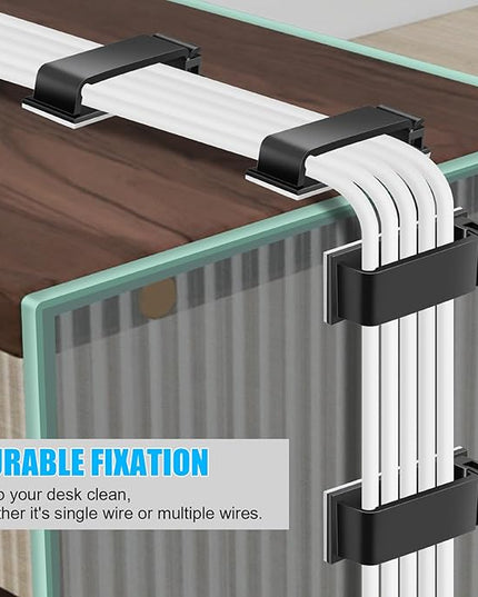 XHF 50 PCS Self Adhesive Cable Clips(L) Black,Wire Clips Cable Management Wire Organizer Cord Holder for Under Desk, Car, Wall, TV PC Ethernet Cable