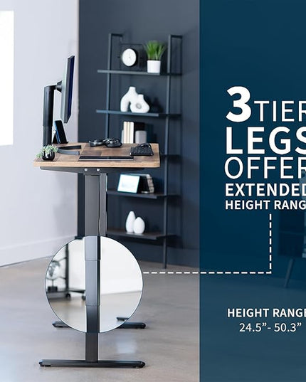 VIVO Electric 55 x 28 in Dual Motor Sit Stand Desk, Memory Height Adjustment, 2B Series, Reclaimed Wood Top Black Frame, DESK-KIT-2B55P