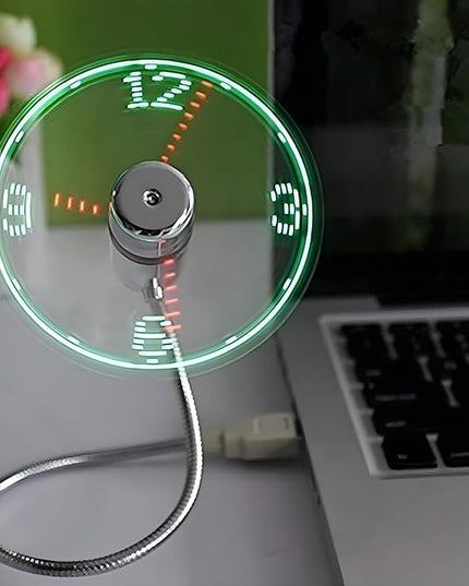 ONXE LED USB Clock Fan with Real Time Display Function,Stocking Stuffers for Men Christmas Gadgets,Father's Day Gifts,1 Year Warranty