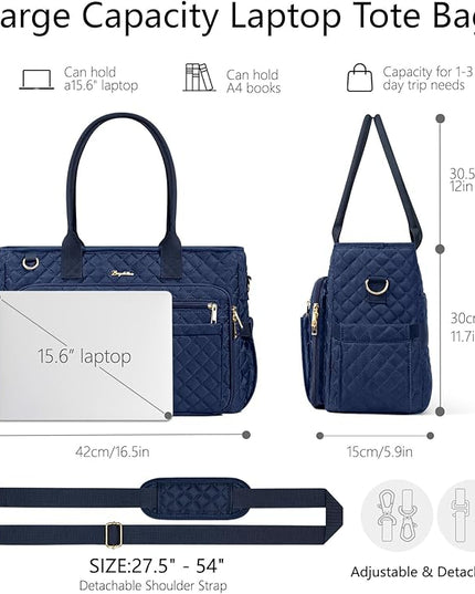 Teacher Bags for Women, 15.6 inch Laptop Work Tote Nurse Bible Bag Quilted Shoulder Handbag for Work, Daily, School, Travel