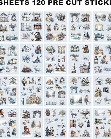 Auguro 4 Books for Seasons Stickers for Scrapbooking 480 Pre-Cut Pet Transparent Stickers for journaling Spring Summer Fall and Winter Sticker