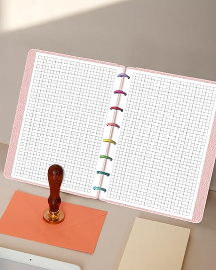 A5 TUL Discbound Grid Refill Paper, 8-Disc Discbound Graph Paper, 100Sheets / 200Pages Loose-Leaf Grid Paper, 100gsm White Paper, 5.8 x 8.3 in