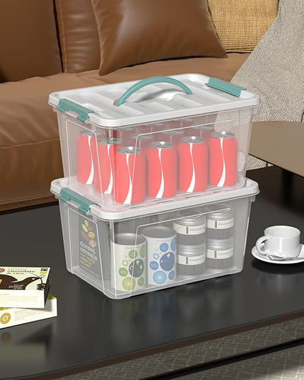 6-Pack 14 Quart Plastic Latching Box with Handle, Clear Plastic Storage Bins with Lids
