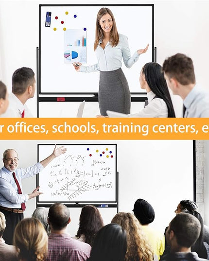 H-Qprobd 48"x36" Mobile Whiteboard Double-Sided Magnetic Dry Erase Board on Wheels - Comercial Rolling White Boards with Sturdy Stand for Home, Office & School