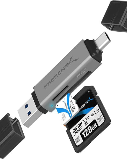SABRENT SD Card Reader USB C & USB A, Micro SD Card Reader, USB 3.0 Dual Slot Memory Card Adapter for Laptop PC Android (CR-BCA2)