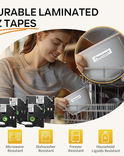 Label Maker Machine with Tapes, Label Maker Bundle 4-Label Tapes Included, Label Maker with Backlit Screen & Waterproof-Labels Laminated, H1100 Handheld Portable Labeler Machine for Home Office Gifts