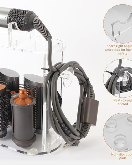Desktop Storage Holder Compatible with Dyson Airwrap/Airwrap Origin/Airwrap i.d, 7-Hole Acrylic Organizer Compatible with Dyson Airwrap Multi-Styler for Home Bathroom and Hairsalon