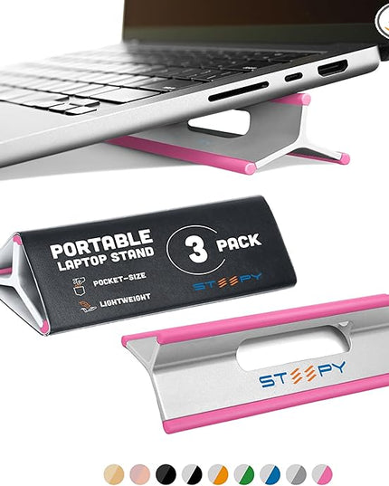 Steepy Portable Laptop Stand for Desk – Adjustable Height, & Portable Laptop Holder – Ergonomic Computer Stand for Cooling & Comfort – Slip-Proof, Sturdy Design – Universal Fit for 13-17 Inch Devices