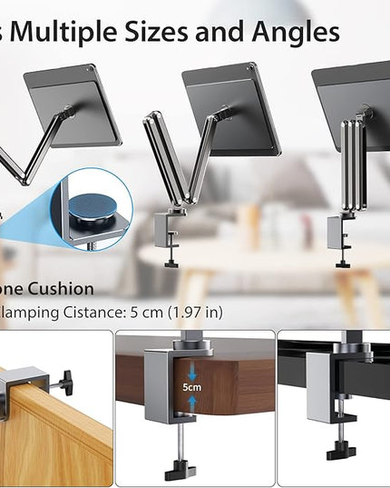 KU XIU Magnetic Arm Stand Only for iPad Pro 13" M4/M5 ONLY, Foldable Premium Aluminum Alloy Tablet Mount for Working, Multi-Node Adjustable Portable iPad Holder Desktop Stand
