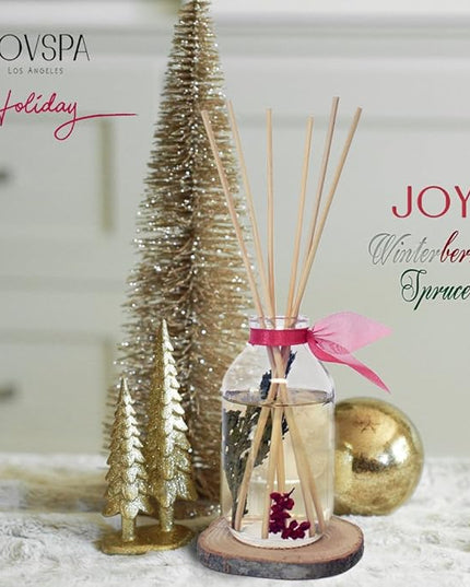LOVSPA Reed Diffuser Set, Joy Winterberry Spruce Scented Oil Diffuser with Sticks, Home Fragrance Accessories for Bathroom Shelf Decor, Aroma Diffusers for Home or Office Desk, USA Made