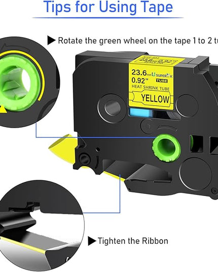 3PK Compatible for Brother Ptouch HSe-651 HSe651 HS-651 HS651 Black on Yellow 23.6mm 0.92'' Heat Shrink Tubing for Wire Cable for PT-P710BT PT-P750W PT-E500 Label Maker Tape