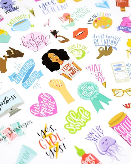 bloom daily planners Female Empowerment Planner Stickers - Variety Pack for Planning, Decorating, & Scrapbooking - 6 Sheets / 205 Girl Power Themed Stickers