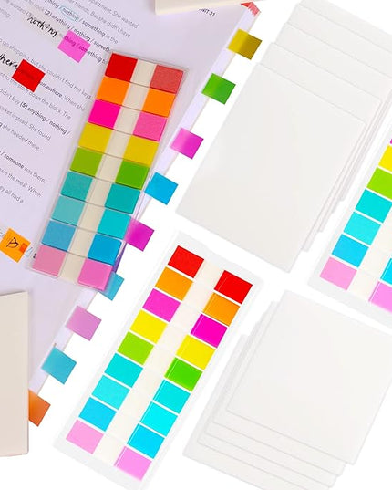 Golcellia Transparent Sticky Notes, See Through Sticky Note, Pastel Colorful Clear Sticky Notes-1040 Sheet Pack (3 Styles) Annotating Books Repositionable Translucent Sticky Tabs
