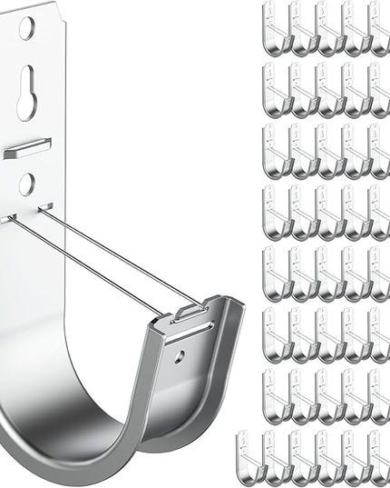 50 Pack 2 Inch J Hook Wall Mount J Hook with Retainer Clip