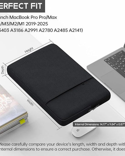 16 inch 360° Protective Laptop Sleeve Case for 2025-2021 MacBook Pro 16 inch M4 M3 M2 M1 Pro/Max A3403 A3186 A2485 A2780 A2991,Shockproof Water-Resistant Bag Cover w/Accessory Pocket