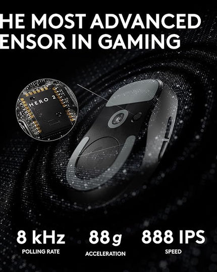 Logitech G PRO X Superlight 2 Wireless Gaming Mouse, 60g Pro-Grade with 5 Programmable Buttons, 44k DPI Sensor, 8kHz Report Rate, USB-C Charging for PC/Mac - Black