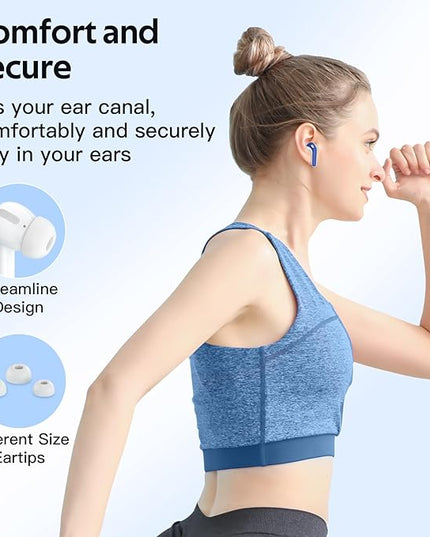 TAGRY 2 Sets X08 Ocean Blue and Phantom Purple Bluetooth Headphones True Wireless Earbuds 60H Playback Ear Buds with Wireless Charging Case in-Ear Earbuds with Mic