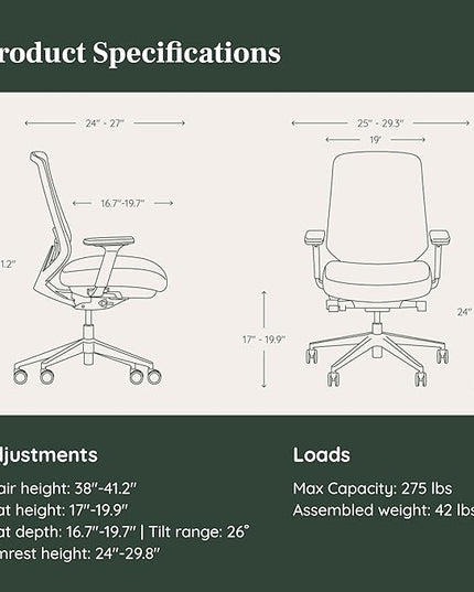 Branch Ergonomic Chair Pro - Mesh Office Chair with 14 Points of Adjustment - Height, Depth & Tilt Adjustable - 5D Armrests - Forward Tilt, Smooth Recline, and Lumbar Support - Boulder