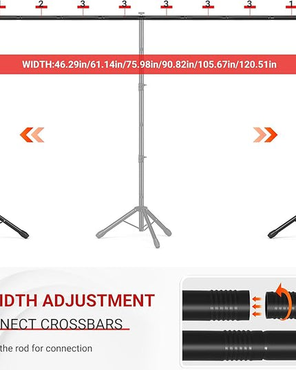 JSungo Backdrop Stand, Adjustable 10x7.5 FT Background Stand Backdrop for Parties, Photo Video Studio, Portable Photography Backdrop Stand with Carrying Bag, 6 Backdrop Clamps, and 2 Stand Bags
