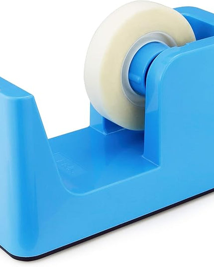 ABEL SimpleWork Desktop Tape Dispenser, Blue, 1 in Core, Non-Skid Weighted Base, Tape Cutter for Office, Home, School, and Crafts