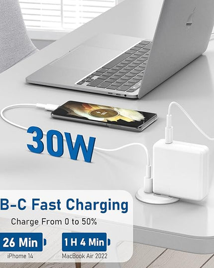 Desktop Power Grommet 2 Inch Hole, PD 30W USB C Fast Charging Station, Recessed Outlet, Ultra Thin Flat Plug Power Strip, Slim Extender, Table Outlets for Home, Office, 6ft Cord, White