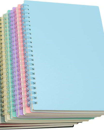 Yansanido Spiral Notebook, 8 Pcs A5 Thick Plastic Hardcover 7mm College Ruled 8 Color 80 Sheets -160 Pages Journals for Study, Work, Travel and Notes (A5, 8 Pcs 8 Color)