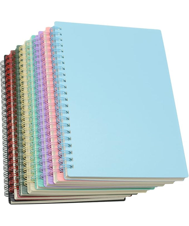 Yansanido Spiral Notebook, 8 Pcs A5 Thick Plastic Hardcover 7mm College Ruled 8 Color 80 Sheets -160 Pages Journals for Study, Work, Travel and Notes (A5, 8 Pcs 8 Color)