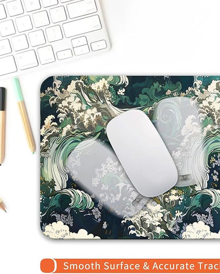 Square Mouse Pad Japanese Art,Personalized Premium-Textured Custom Mouse Mat Design,Washable Mousepad Lycra Cloth,Non-Slip Rubber Base Computer Mouse Pads for Wireless Mouse