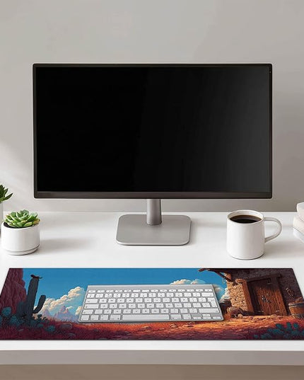 Large Mouse Pad Gaming Mousepad 31.5 x 11.8 Inch Keyboard Desktop Mat Diatomite XL Mouse Pad for Home and Office Desk Accessories with Western Desert Cabin Landscape Artwork Diatomite