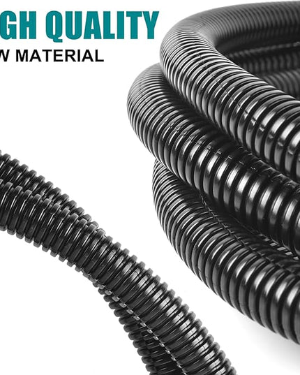1/2 Inch Wire Loom Split Tubing - 15 ft Cord Protector Electric Wires Covers, Automotive Wire Flexible Conduit, Plastic Wire Cover with Cable Zip Tie (1/2"-15ft)
