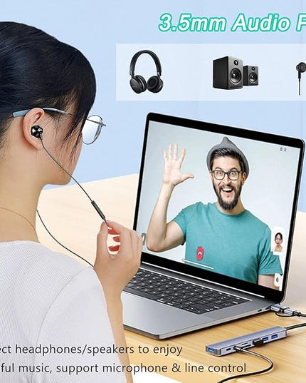 USB C Hub USB Hub 3.0, VIENON Aluminum 8 in 1 USB Extender with SD/TF Card Reader, 3.5mm Aux Headphone Jack for MacBook Pro Air and More PC/Laptop/Tablet Devices