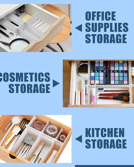 Blosssound 15pcs 5.12x 15 Tall Drawer Divider Adjustable Drawer Organizer DIY Ultra Deep Storage Organizer Separator with Fixed Buckle for Underwear Socks Dormitory Office Kitchen Bedroom(White)