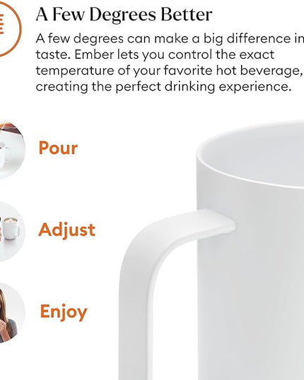Ember Temperature Control Smart Mug 2, 14 Oz, App-Controlled Heated Coffee Mug with 80 Min Battery Life and Improved Design, White