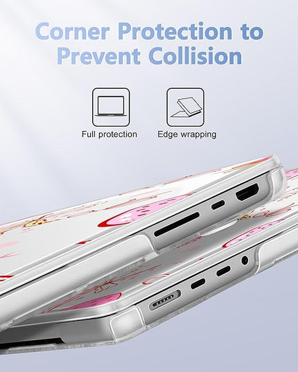 May Chen Case for MacBook Pro 14 inch, Models A2442 A2779 A2918 A2992 A3401 A3185 A3112 A3434, M1 M2 M3 M4 M5 Chip (2021-2025 Release), Plastic Hard Shell Case with Keyboard Cover, Strawberry Bow