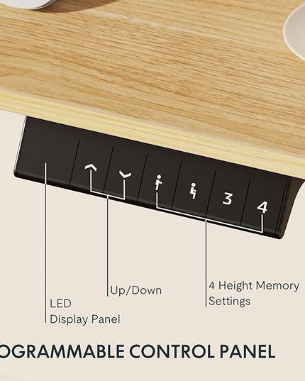 FLEXISPOT EN1 One-Piece Standing Desk, 40"x24" Seamless Desktop Electric Height Adjustable Desk for Home Office, Multi-Monitor Setups & Easy Assembly, Maple