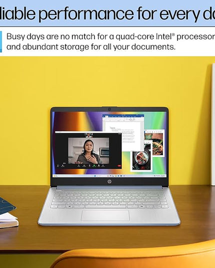 HP 14 Laptop Student Business 2025 Flagship Computer, AI Copilot, 4-Core 13th Gen Intel CPU, 16GB RAM 628GB Storage (128GB UFS+ 500GB Ext), 1-Yr Office 365, Long Battery HubxcelAccessory Win 11S Blue