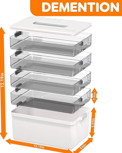 Citylife 5-Tier Medicine Organizer, Portable Medicine Cabinet First Aid Kit with Handle, Multi-Purpose Organizer for Family First Aid, Home, Travel