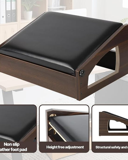 Ergonomic Foot Rest, 4 Adjustable Height Foot Stool,Footrest Under Desk， Flip Over Office Desk Foot Rest, Improving Posture, Promoting Blood Circulation（Espresso）