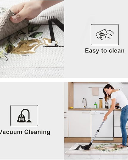 KIMODE Anti Fatigue Kitchen Mat for Floor 20"x32", Farmhouse Kitchen Rug, Cushioned Non Slip Kitchen Mats for Floor, Comfort Farmhouse Kitchen Floor Mat for Sink Laundry Desk White
