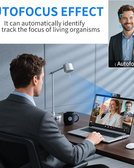 4K Webcam for PC, Full HD Video Calling, HD Light Correction, Works with Skype, Zoom, FaceTime, Hangouts, PC/Mac/Laptop/MacBook/Tablet