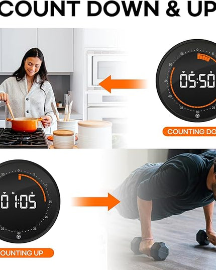 Digital Visual Timer, 60 min Countdown & Count up, Large Screen for Kids & Senior, Magnetic, Kitchen Cooking, Gym, Classroom, Productivity time Management Tool for Autism & ADHD