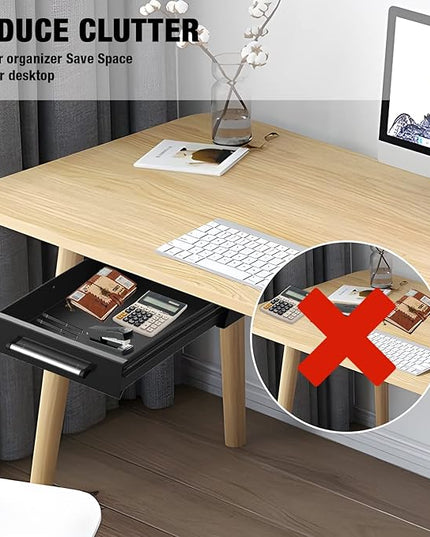 UNITEDPOWER Under Desk Drawer Storage, Pull-Out Office Hidden Counter Drawer, Metal Sliding Organizer Mount Below Table, Optional Bracket Height, Black