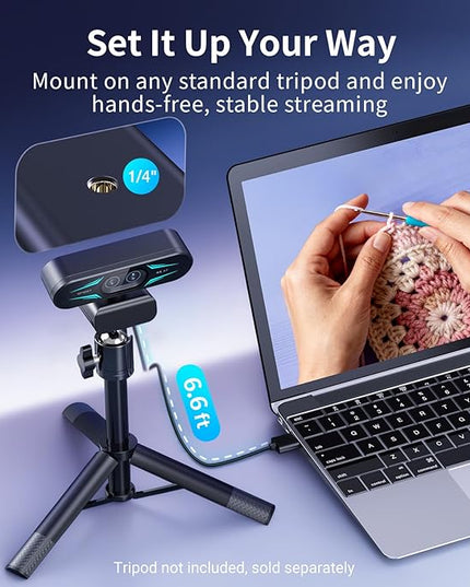 EMEET C60E Dual-Camera 4K Webcam for Streaming, Wide-Angle and Telephoto Cameras, Max 11X Hybrid Zoom & PDAF Autofocus, Remote Control, RGB Lighting, 2 Mics, Ideal for Livestreaming and Online Meeting