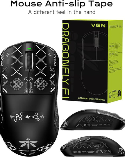 VGN F1 Pro Max Lightspeed Wireless Gaming Mouse with Dual-Mode 2.4G/Type-C Wired - 25K Sensor - 26,000 DPI - 55g Lightweight - 6 Programmable Buttons - Up to 200h Battery Life for PC/Mac- Black
